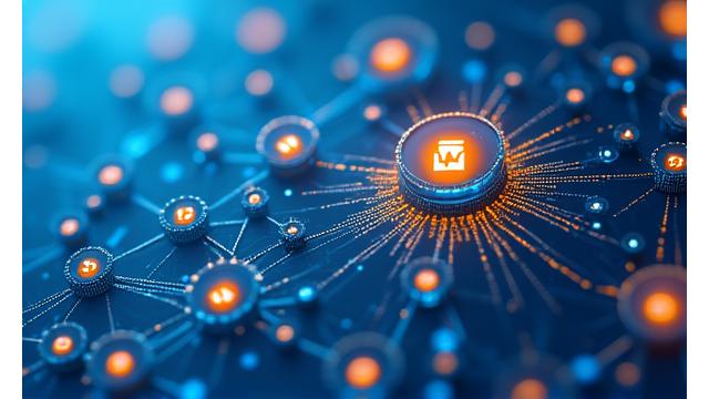 Diagram representing microservices architecture with interconnected containerized services.