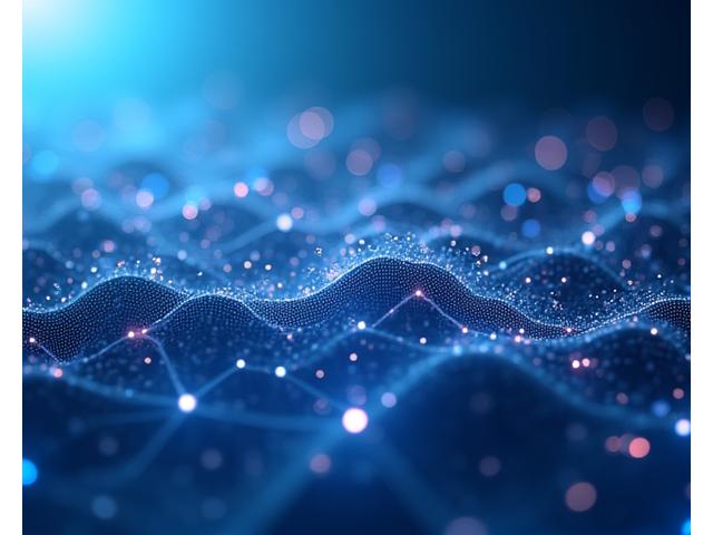 Abstract visualization of a neural network with interconnected nodes and glowing pathways, superimposed over a chart displaying model accuracy metrics.