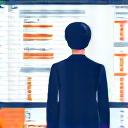 Illustration of a project manager overseeing a complex Gantt chart and team members, symbolizing project management.