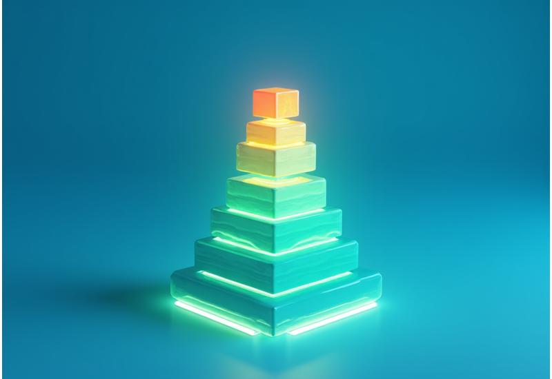 Visual representation of stackable micro-credentials building towards a larger certification, with interconnected blocks