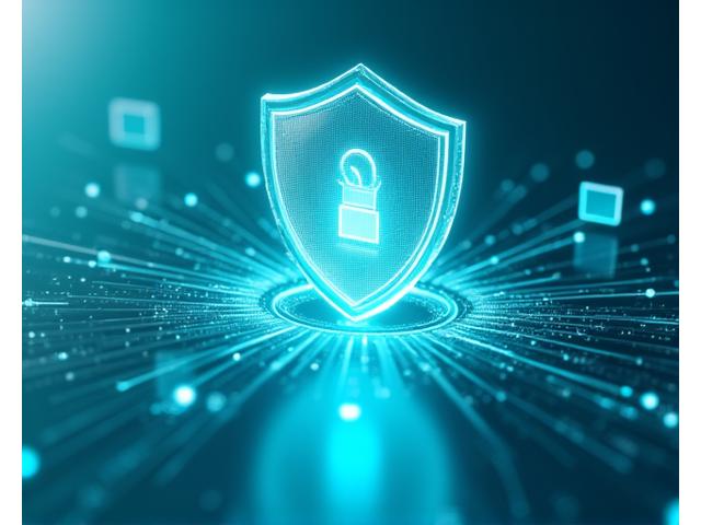 Abstract image of a digital shield protecting data, representing TechEd Australia's privacy commitment