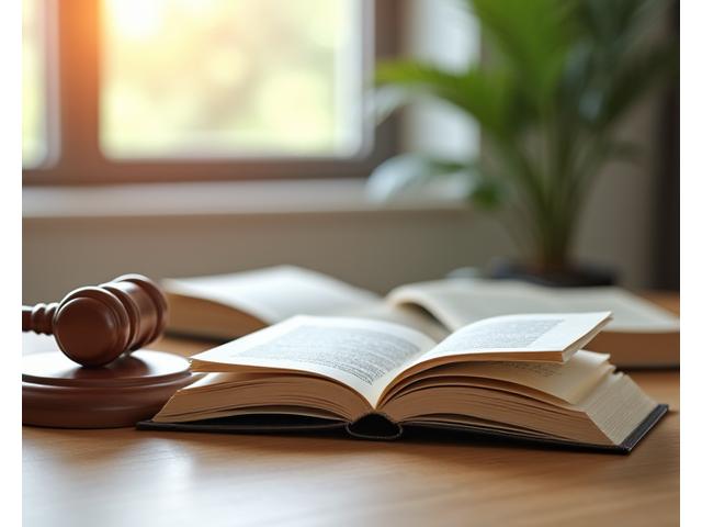 Image of books and a gavel, representing academic rules and fair judgments in an educational setting.
